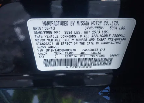 2014 Infiniti Q50 Sport from USA, damaged, VIN JN1BV7AR3EM683976